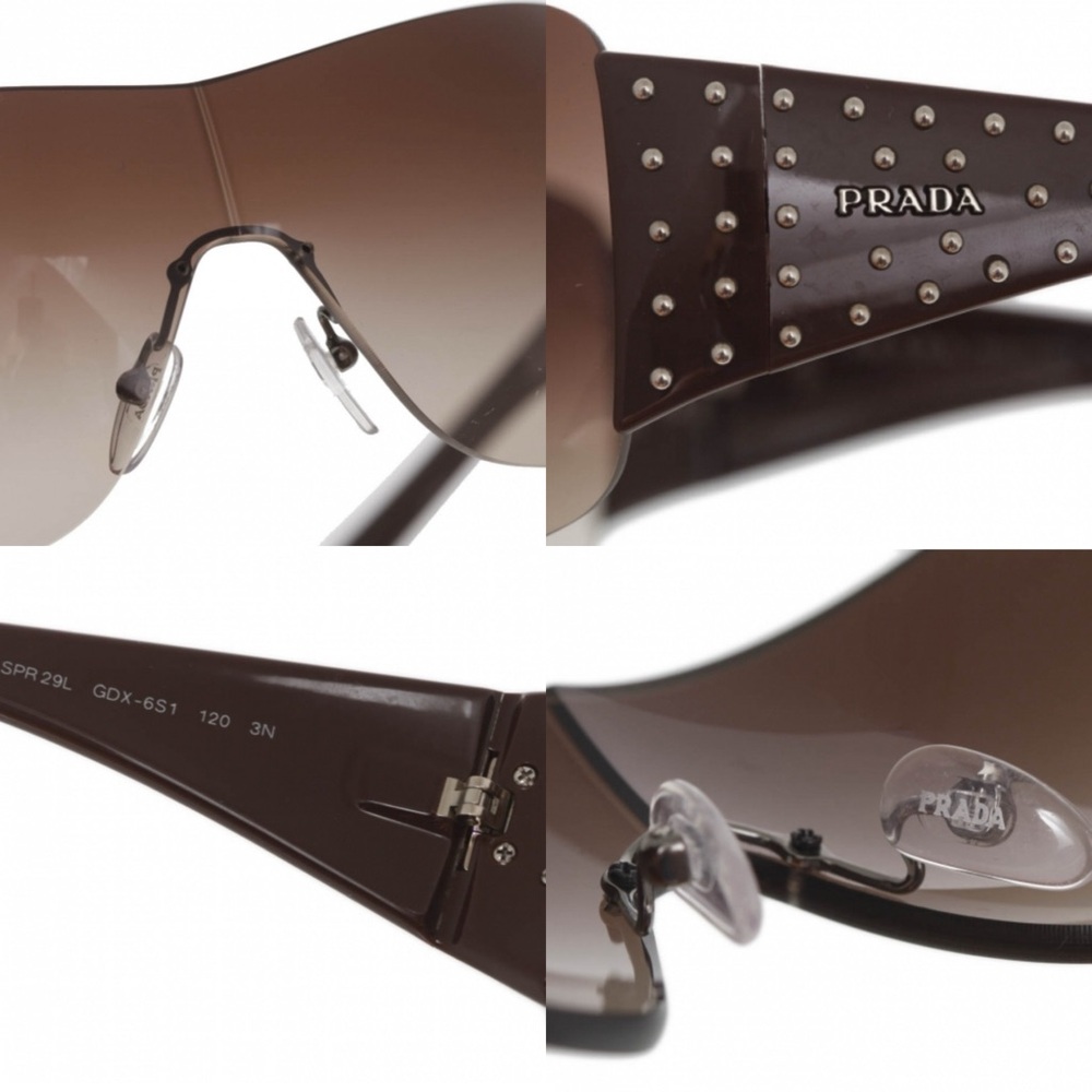 PRADA SPR 29L Brown Studded Oversized Sunglasses 120mm w/Case - Picture 2 of 16
